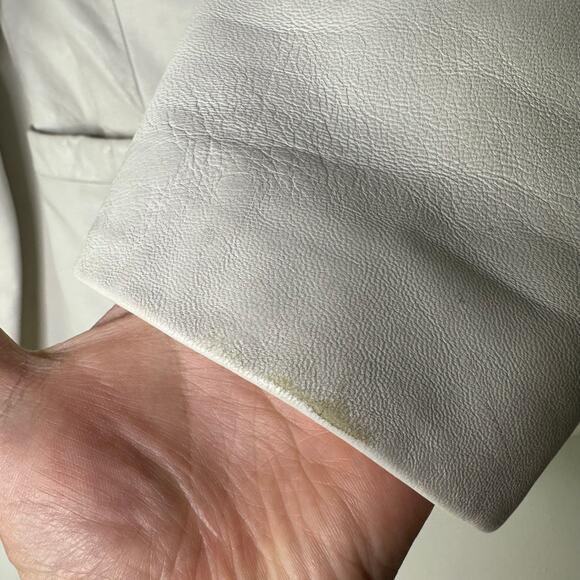 Vintage Maxima Women's Large Blazer Jacket Leather White 3 Button Minimalist 90s - Picture 7 of 11